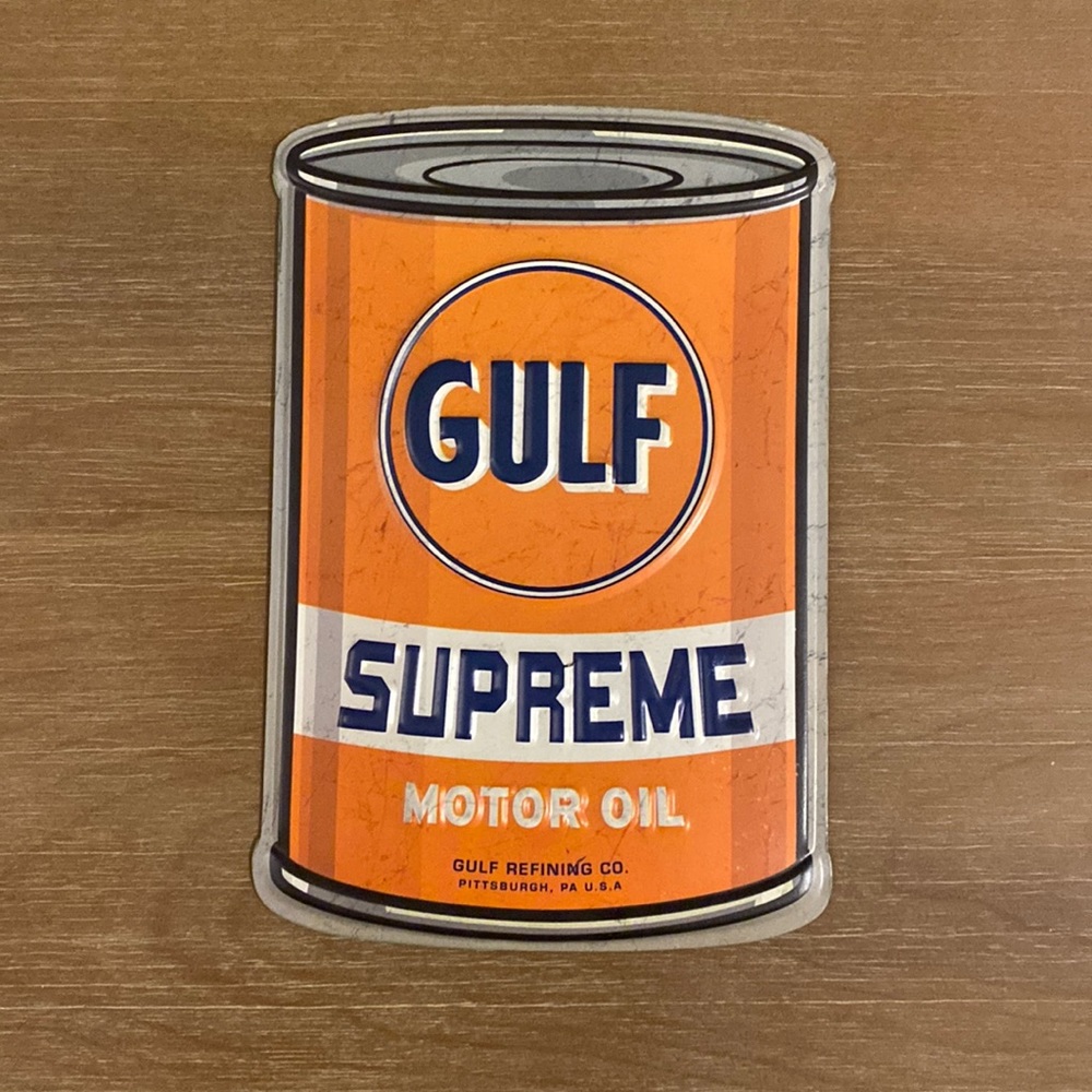 Vintaged Styled Gulf Supreme Motor Oil Metal Sign